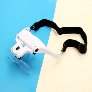 OEM private label watch fixing 5 replaceable lenses head mount magnifier with LED light