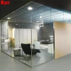 Office glass partition walls frameless glass partitioning with access door for president room