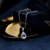 Original 18k White Glod 1 ct Test Past Brilliant Cut Sparkling Royal Blue Water Drop Moissanite Pendant Necklace for Women