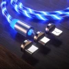Original pvc material luminous magnetic type c 2.4a charging led 3 in 1magnetic usb charging cable for data cable
