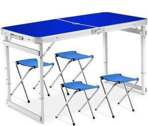 Outdoor folding table and chair sets self-driving portable picnic table sets