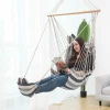 Outdoor Indoor Garden Hammock Macrame Hanging Swing Chair with pillow and footrest