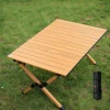 Outdoor Portable Roll Up Lightweight Bbq Picnic Wood Grain Aluminum Folding Table Camping Lightweight Kermit Outdoor