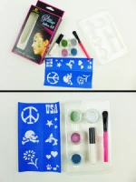 Party Fun Temporary Fashionable Multi-Color Glitter Shimmer Tattoo Body Art Design Kit with Stencils, Glue and Brushes