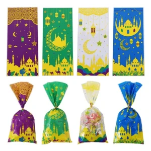 100Pcs-bag Ramadan Gift Bags Plastic Candy Cookie Bag Ramadan Kareem Party Supplies Islamic Muslim Decoration Eid  Gift