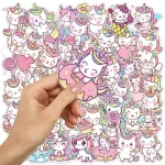 50Pcs Child Like Unicorn Stickers Waterproof Decorate Notebook Skateboard Bicycle Luggage For Teen Kids Toys Decal