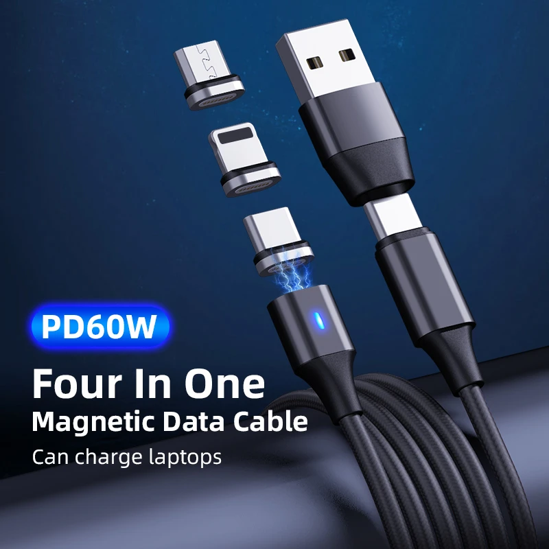 PD 60W Fast Charging Braided 6 In 1 USB Cable  Micro cabel USB C To USB C Cable Type To Type C Multi Charger Cable