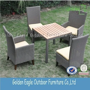 PE Semi-Round rattan garden set furniture + wood table + wood foot protection