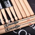 Percussion Instruments Natural Color Teardrop Wood Tip Drum Sticks 5A