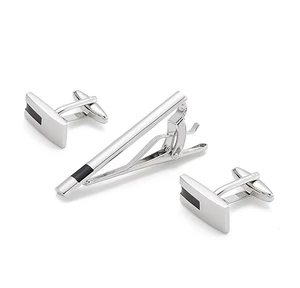 Personalized Mens Brass Plated Exquisite Cufflinks and Tie Clip Bar Set