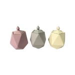 pink unique modern style geometric bath kitchen ceramic tea coffee salt sugar spice storage cookies jar set for bath salts