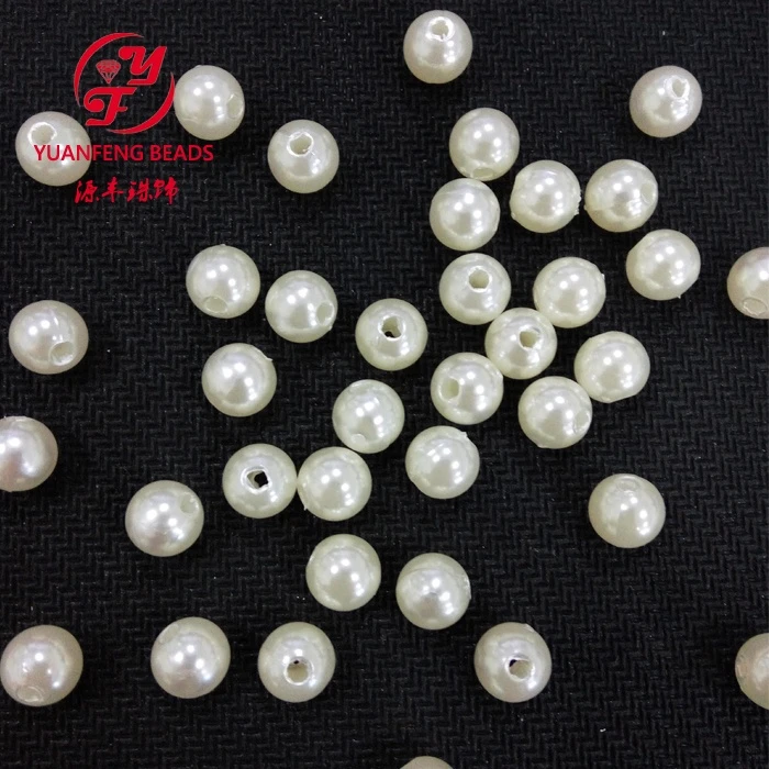 Plastic Pearl Beads Full Round With Hole Color 6mm ABS Pearl