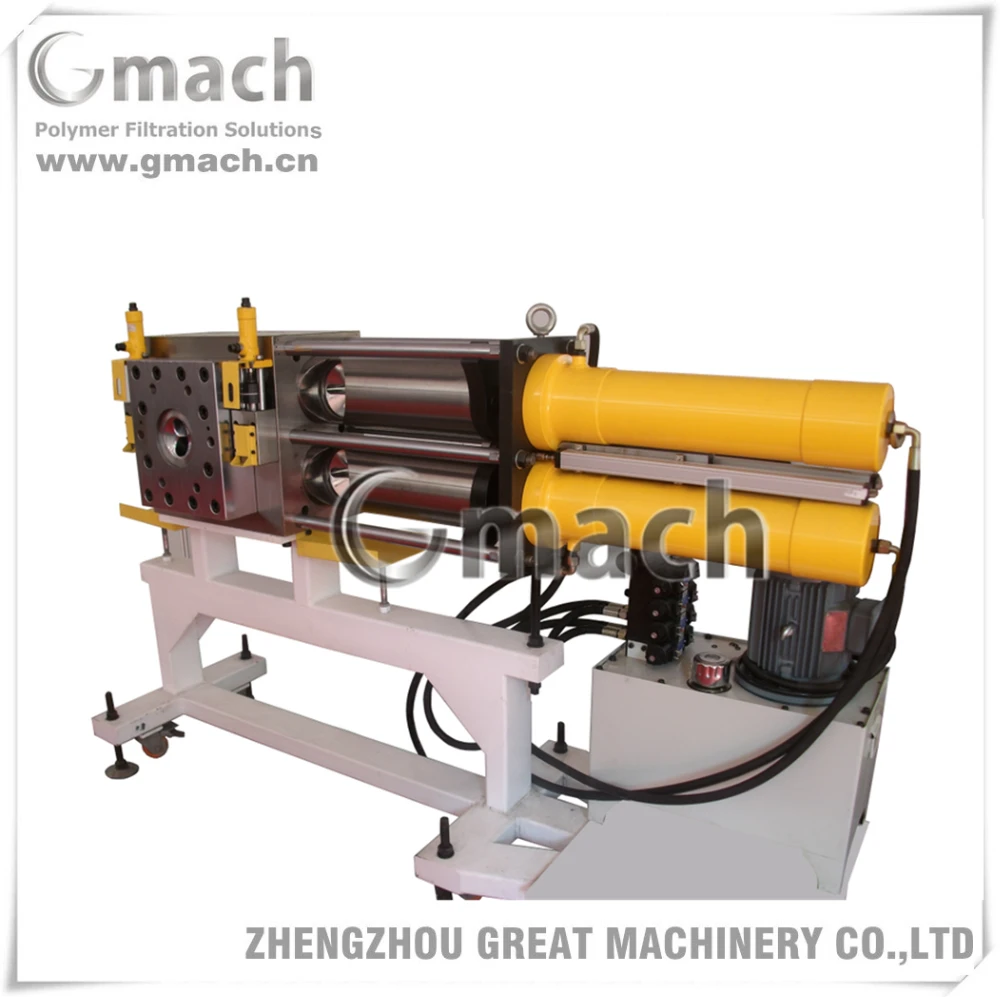 Plastic pellets making machine with self cleaning backflush screen changer
