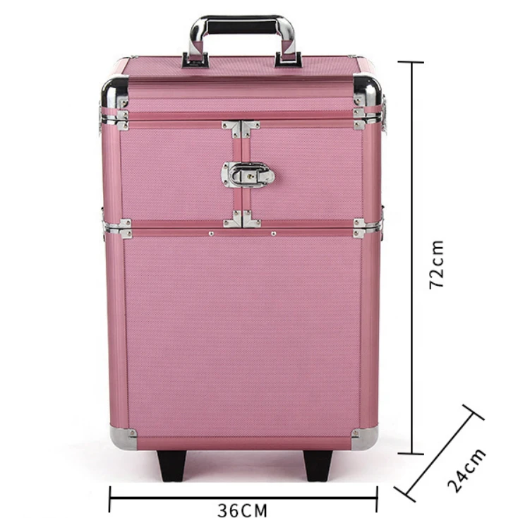 Portable Hairdresser Removable Trays train vanity portable tool box travel cosmetic bag case,aluminum luggage case