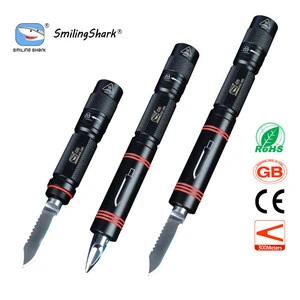 Portable Multifunction XPE LED Flashlight Torch 1000 LM Hiking Camping Pen light with protection function Tactical Knife