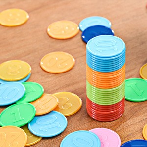 Promotion 1 2 3 4 5 6 7 8  9 10 20 50 100 custom numbers token coins plastic poker chips kids learning counting education toys