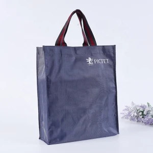 Promotion high quality leisure thicken durable foldable rectangle gray nonwoven tote bag with customized logo print