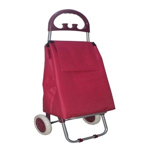 Promotion waterproof fabric foldable design collapsible foldable wheeled trolley shopping cart