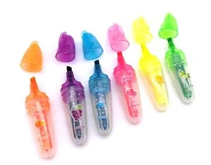 Promotional mini oval highlighter fruit scented marker fluorescent pen for girls