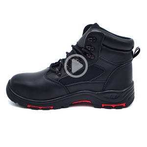 PU and Rubber outsole full grain leather gas station safety men shoes boots for oil field Sinopec