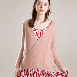 pullover knitted v neck women loose oversized wool cashmere sweater