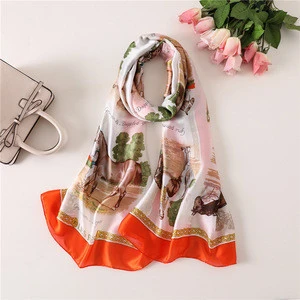 Pure Silk With Animal Patterns Scarf Summer Sunscreen Seaside Beach Shawl Scarves