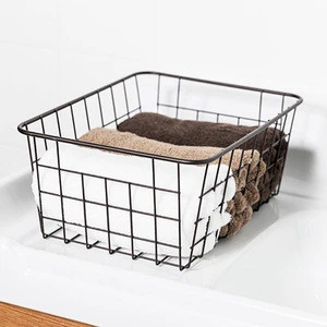 QJMAX High Quality Home Traditions Vintage Metal Wire Storage Basket with Removable Fabric Liner