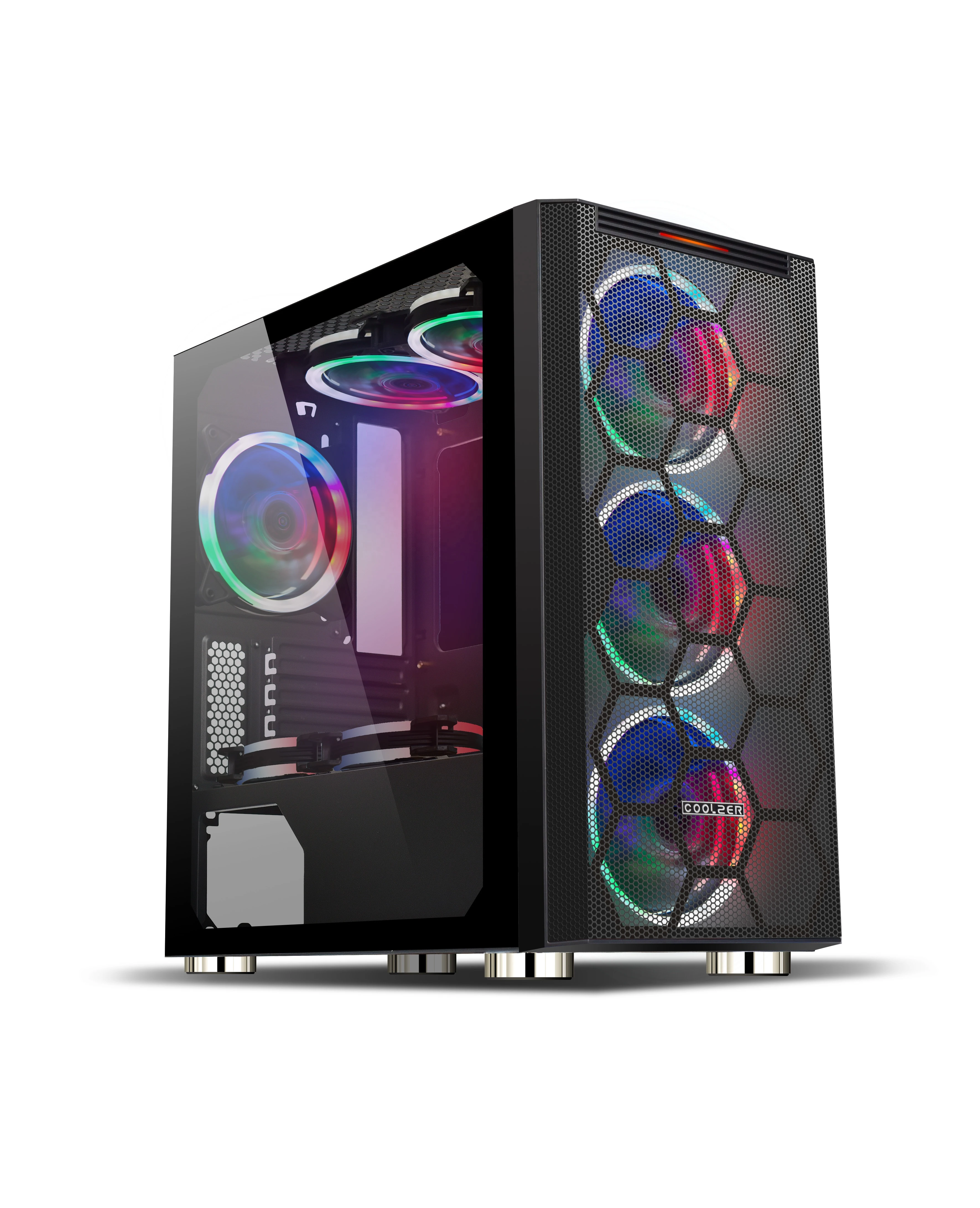 R03MESH Attractive 210mm width Micro atx gaming Computer Case  with Metal Mesh Front Panel/ATX LED Strip Middle Tower Chassis
