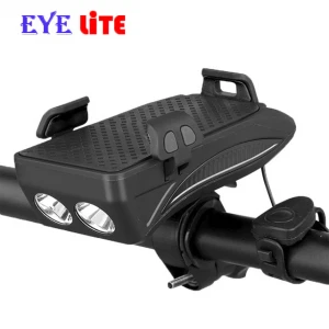 Rechargeable Bicycle Headlight Electric Horn  Bicycle power bank phone holder Bell Light