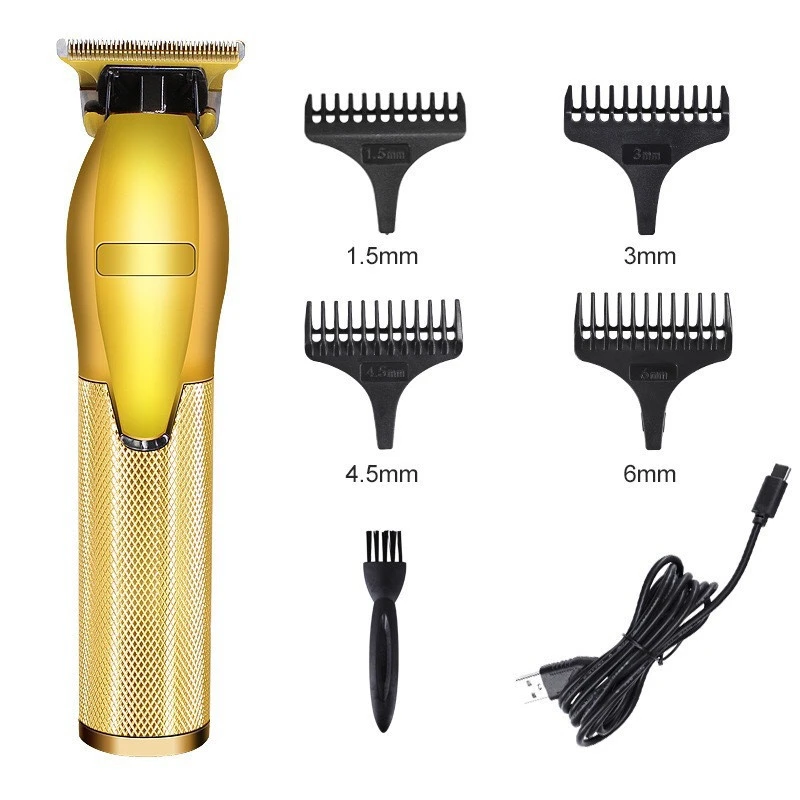 Rechargeable Hair Trimmer Electric Gold Barber Shop Grooming Edge Cutter Hair Cutting