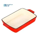 Rectangular Enamel Cast Iron Bakeware Turkey Roaster Roasting Baking Dish Pan