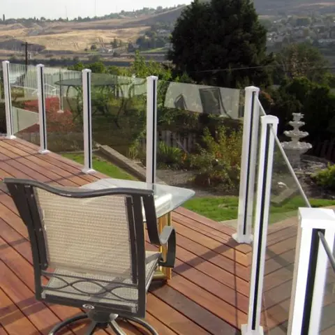 Buy Reilbu Aluminium Black Glass Railing Post With Slots & Sturdy Base ...