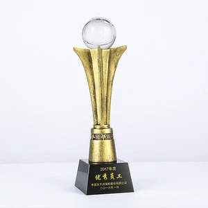 Resin creative trophy antique color trophy with ball custom monument trophy medals