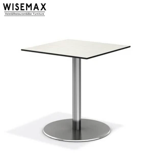 Restaurant customized Round Phenolic compact laminate HPL dining table top with stainless steel base