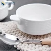 Restaurant Porcelain Borscht Corn Cream Dish 210ml White Soup Bowl With Handle