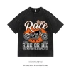 Retro Washed and Distressed Short Sleeve T-shirt for Men Summer European and American Trendy Loose Hip-hop High Street INS Top