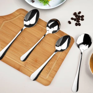 Round Kitchen Cutlery Dessert Tea Coffee Dinner Spoon Stainless Steel Baby Spoon