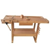 Rubber wood woodworking benches table with drawers