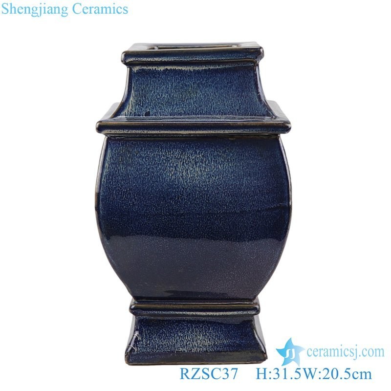 Rzsc37-38 Color Glaze Sacrifice Blue Square Vase