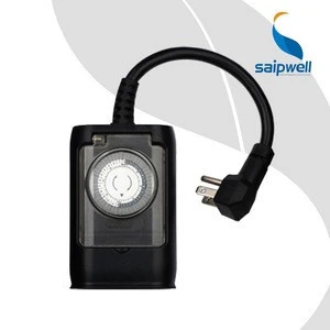 SAIP/SAIPWELL 30min IP44 Waterproof 2-Outlet Outdoor Daily Timer, Mechanical Timer with American Plug