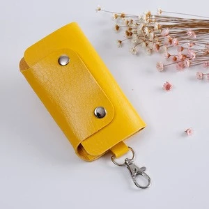 Satisfactory cheap leather car key chain holder Card wallets