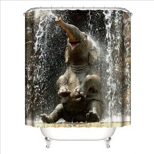 Shower Hippo 3D Printed Shower Curtain Cute Cartoon Animal Design Waterproof Bath Curtain For Bathroom Decor With 12 Hooks