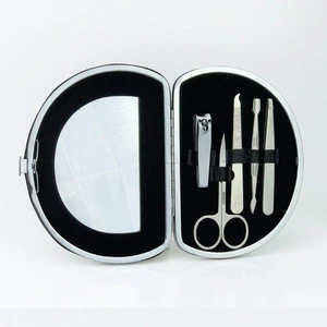 Silver color Grooming Kit Nail Clippers Set Nail Tools with mirror
