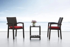 Simple design black color flat rattan garden sets used dacha balcony chairs and table furniture