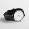 Simple style silvery case watches men genuine leather japan movt quartz watch