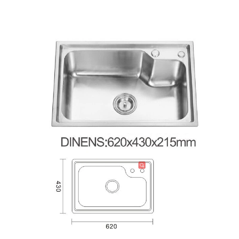 Single Bowl Handmade stainless steel kitchen sink for Restaurant