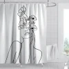 Sketch Kissing Lovers Waterproof Bathroom Set With Shower Curtains Black And White Home Decoration Wall Screen Bath 3D Curtains