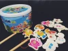 Skillful wooden barrel scene double pole marine fishing childrens educational toys boys and girls early education