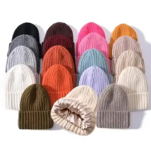 Smooth 100% Real Silk Lined Beanie Winter Custom Sleep Cap Protect Hair Wholesale Blank Unisex Cashmere Beanie Hats with Silk