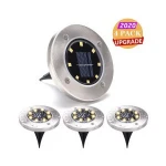 Solar Ground Lights- 8 LED Outdoor Solar Disk Lights Waterproof In-Ground Lights, Solar Garden Lights, Landscape Lights